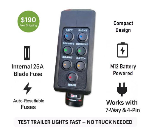 Milwaukee M12 Trailer Light Tester | 7-Pin & 4-Pin Connector | Battery Powered Diagnostic Tool |RV trailer